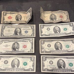 Vintage US Currency Lot - Mixed Two, One and Five Dollar Bills